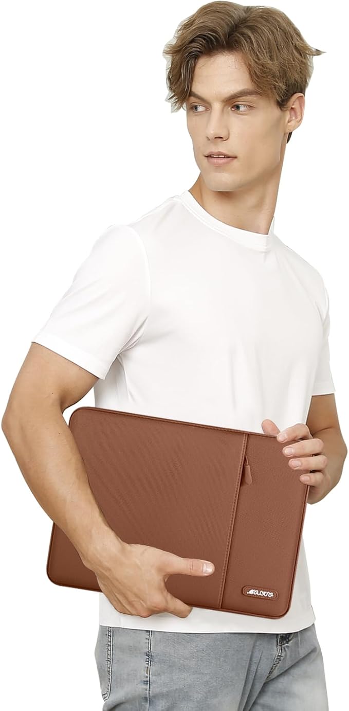 MOSISO Laptop Case 13 inch, Laptop Sleeve Compatible with MacBook Neo/Air/Pro 13 inch with A18/M5/M4/M3/M2/M1 Chip 2026-2016, Polyester Vertical Computer Sleeve Bag with Pocket, Caramel Brown