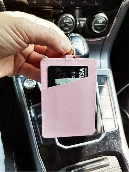 Badge Holder with Lanyard,Leather ID Card Holder,Vertical Lanyard ID Card Holder for Work Office (Pink-Bling)