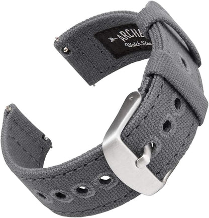 Archer Watch Straps - Canvas Quick Release Watch Bands (Slate Gray, 20mm)