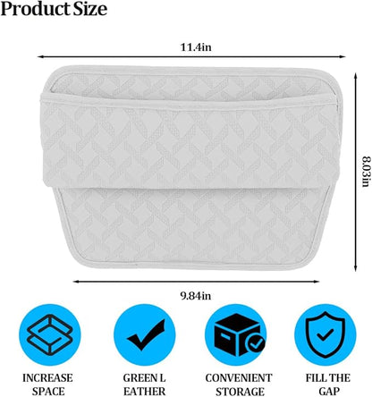 Car Seat Gap Filler Organizer, Leather Console Side Gap Filler Storage Box for Storing Phones Keys, No-Drop Automotive Seat Crevice Blocker Organizer, Universal for Truck SUV Sedan (White)