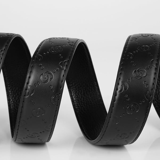 Aurolran Men&Womens Leather Dress Belt Business Automatic Buckle Belt Color-Black Silver Gold