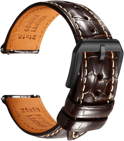 REZERO Leather Watch Bands for Men, Quick Release Watch Straps, Luxury Italian Alligator Grain Embossed Band Replacements 19mm 20mm 21mm 22mm