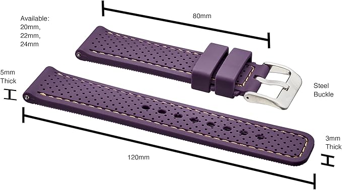 ALPINE Sporty Premium Soft Silicone Adjustable Watch Band - Replacement Rubber Watch Bands for Women & Men - Waterproof Quick Release Watch Straps - Compatible with Regular & Smart Watch Bands