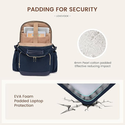 LOVEVOOK Laptop Backpack for Women with Pouch Pocket for Large Capacity Cup,18 Inch Laptop Computer Bag Travel Backpack Purse,Waterproof Work Business Backpack College Teacher Bags,Dark Blue