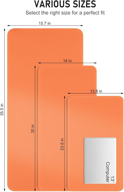 Desk Pad, 23.6" x 13.8" PU Leather Non-Slip Desk Mat Large Mouse Pad for Desktop, Waterproof Laptop Computer Writing Mat for Office, Home, Work, Gaming, Orange