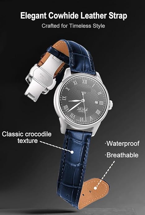EACHE Croco Design Leather Watch Bands for Men Women,Quick Release Strap with Butterfly Deployment Buckle 18mm 19mm 20mm 21mm 22mm 23mm 24mm