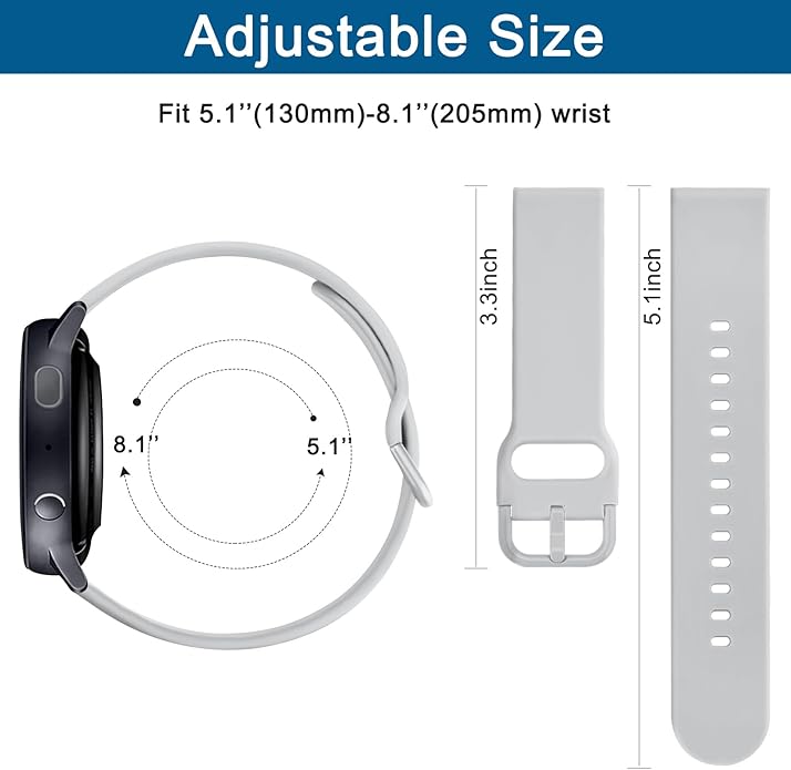 Tobfit 20mm 22mm Watch Bands Quick Release Watch Straps with Color Matched Metal Buckle, Soft Silicone Breathable Replacement Sport Watch Wristbands for Women Men