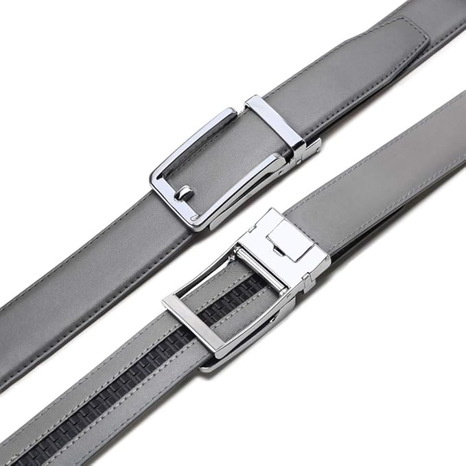 Founders & C Men's Leather Ratchet Comfort Click Belt Dress with Slide Buckle -Adjustable Trim to Fit