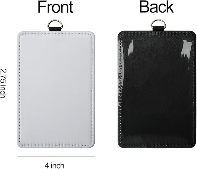 12 Pack Sublimation Blank PU Leather ID Badge Holder Bulk Heat Transfer Print ID Card Badges Name Tag Holders for DIY Office Employees (Vertical)