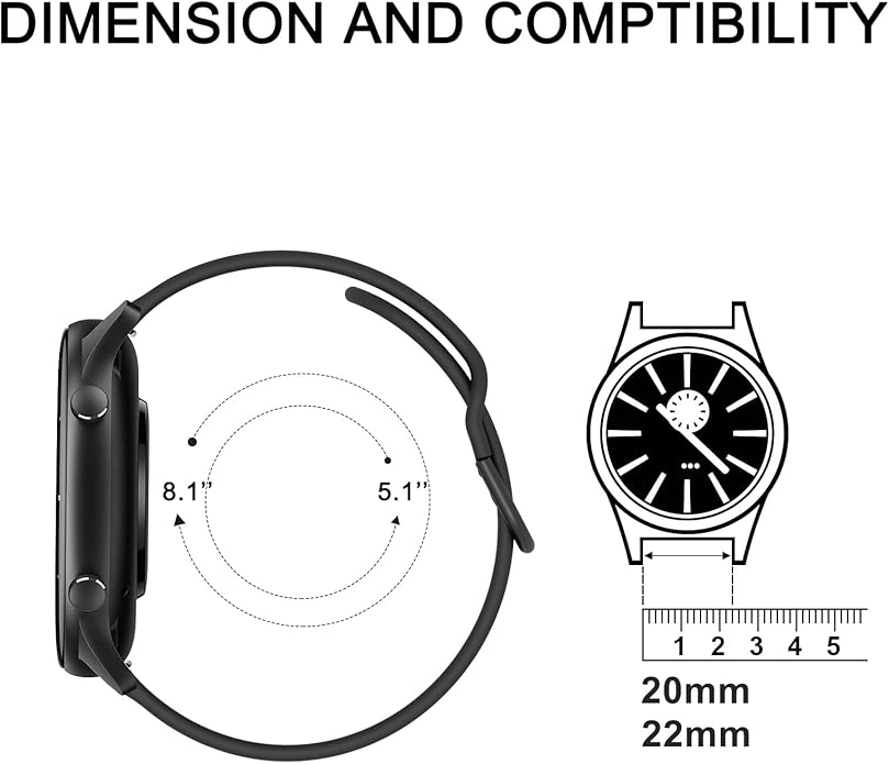 Tobfit 20mm 22mm Watch Bands Quick Release Watch Straps with Color Matched Metal Buckle, Soft Silicone Breathable Replacement Sport Watch Wristbands for Women Men