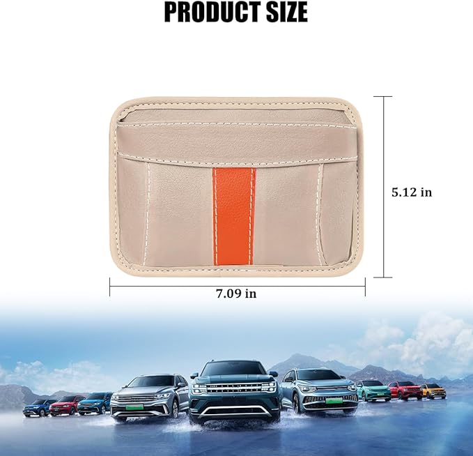 Car Seat Side Pocket Organizer, Leather Vehicle Seat Gap Filler Organizer, Automotive Console Side Cell Phone & Sunglasses Holder Storage Bag, Universal for SUV Automobile Truck (Beige)