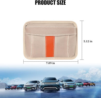 Car Seat Side Pocket Organizer, Leather Vehicle Seat Gap Filler Organizer, Automotive Console Side Cell Phone & Sunglasses Holder Storage Bag, Universal for SUV Automobile Truck (Beige)