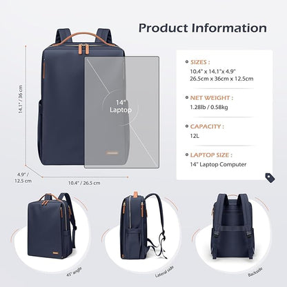GOLF SUPAGS Stylish Laptop Backpack for Women Airline Approved Perfect for Work College and Travel Multi-Functional Casual Daypack Fits 14 Inch Notebook (Navy Blue)