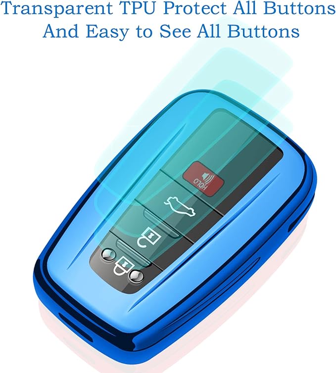 Autophone for Toyota Key Fob Cover with Keychain Soft TPU Key Shell Case,For 2019-2026 Rav4 2020-2022 Highlander Corolla Prius 2018-2024 Camry C-HR Avalon GT86 2021-2024 4runner(Blue)