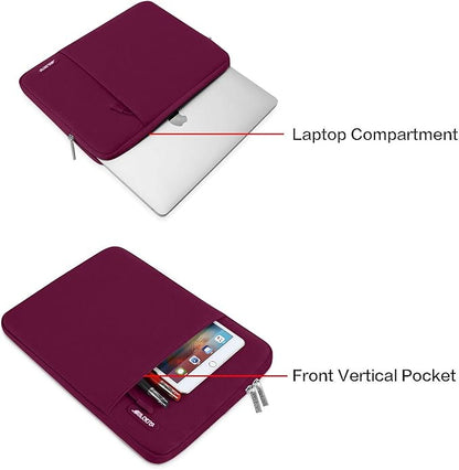 MOSISO Laptop Case 14 inch, 14 inch Laptop Sleeve Compatible with HP Lenovo Dell ASUS Acer, HP Stream, Dell Latitude, Lenovo IdeaPad, Polyester Vertical Computer Sleeve Bag with Pocket, Wine Red
