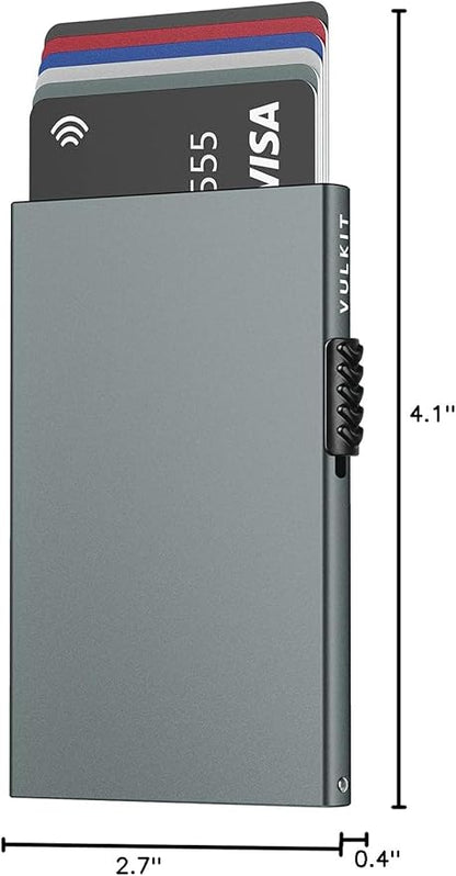 VULKIT Minimalist Credit Card Holder Pop Up Cards RFID Protection Slim Metal Wallet