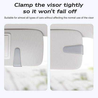 Sotfamily Sunglass Holder for Car Visor, Suede Cloth Magnetic Sunglass Organizer for Car Accessories, 2 Packs, Light Gray