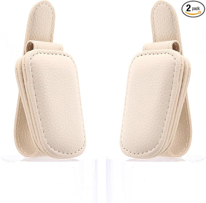 Car Visor Sunglasses Holders,2 Pcs (Beige)