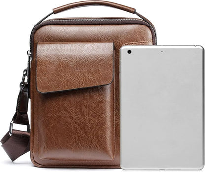 Men's Leather Crossbody Bag, Casual leather Bag for Men, Crossbody Bag Office Business,Handbag Purse Zipper