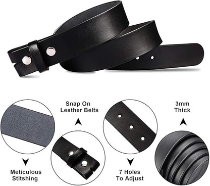 HJones Western Belts for Men without Buckle,Cowboy Belt Buckles for Men,1.5" Wide Genuine Leather Belt No Buckle