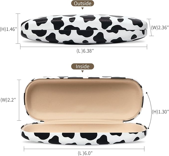 Glasses Case Hard Shell, Leather Protective Case for Sunglasses with Cleaning Cloth, Cute Eyeglass Cases for Women