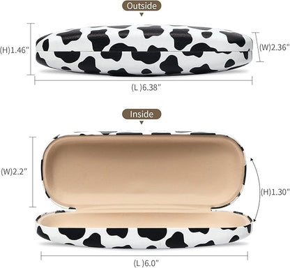 Glasses Case Hard Shell, Leather Protective Case for Sunglasses with Cleaning Cloth, Cute Eyeglass Cases for Women