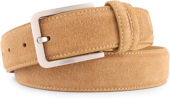 Men's Belt Casual Genuine Leather Suede Belts for Men 1 3/8" Wide Elegant Golf Dress Belt