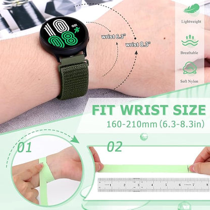 20mm Nylon Quick Release Band Compatible with Samsung Galaxy Watch 7 6 5 4 40mm 44mm/Garmin Vívoactive 6/5/3/3 Music/Forerunner 570 42mm/55/158/165/245/645/Amazift Active 2/Active/T-Rex 3 Pro 44mm