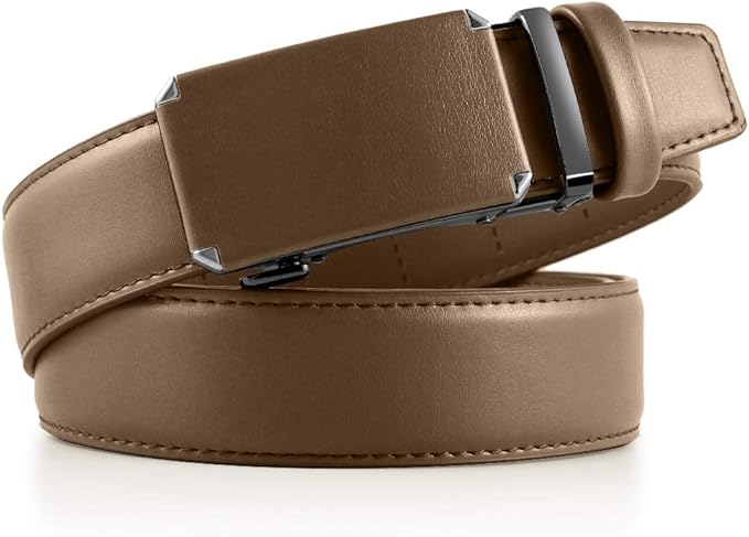 DOOPAI Belt Men, Ratchet Dress Adjustable 1 3/8" Sliding Leather Designer, Size Length Can be Cut, with Gift Box