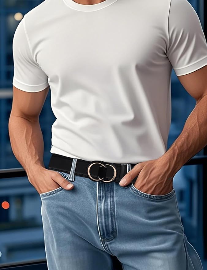 Men's Ratchet Belt Leather Belt Adjustable for Men Gift 1 3/8-Cut for Perfect Fit