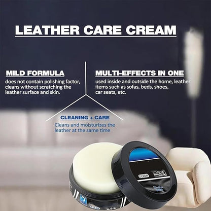 Leather Balm for Cars, Leather Cleaner and Conditioner for Car Interior, Multifunctional Cleaning and Care Cream & Cleaning Paste, Deep Cleaner & Leather Repair Kit for Furniture, Shoes, Bags (1PC)