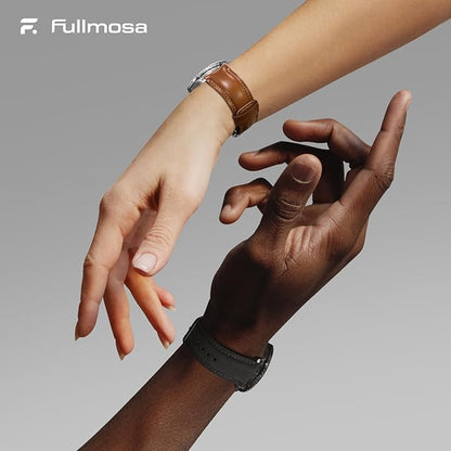Fullmosa 18mm 20mm 22mm 24mm Leather Watch Bands, 2 Pack Soft Quick Release Watch Strap Compatible with Garmin Vivoactive 5/6/4/3, Venu 4/3S/2S, Samsung Galaxy Fossil Amazfit for Men Women,24mm Toffee Brown&Silver/Black&Black