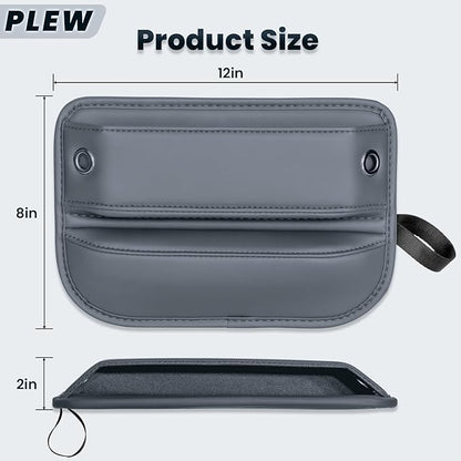 2-Pack Car Seat Gap Filler Organizer - Upgraded Anti-Slip Strap Design - Premium Leather Side Console Pocket - Prevent Phone Falling - Universal Fit Car Essentials for SUV, Truck & Sedan, Grey