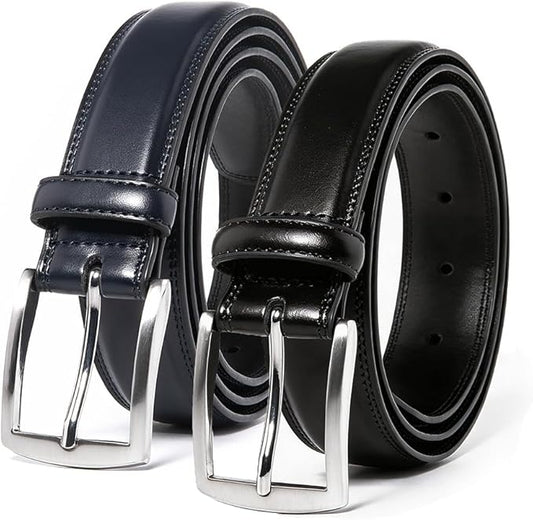 Mens Genuine Leather Dress Belt for Men, Handmade, 100% Cow Leather,Classic Casual and Business Belt Prong Buckle