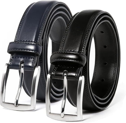 Mens Genuine Leather Dress Belt for Men, Handmade, 100% Cow Leather,Classic Casual and Business Belt Prong Buckle