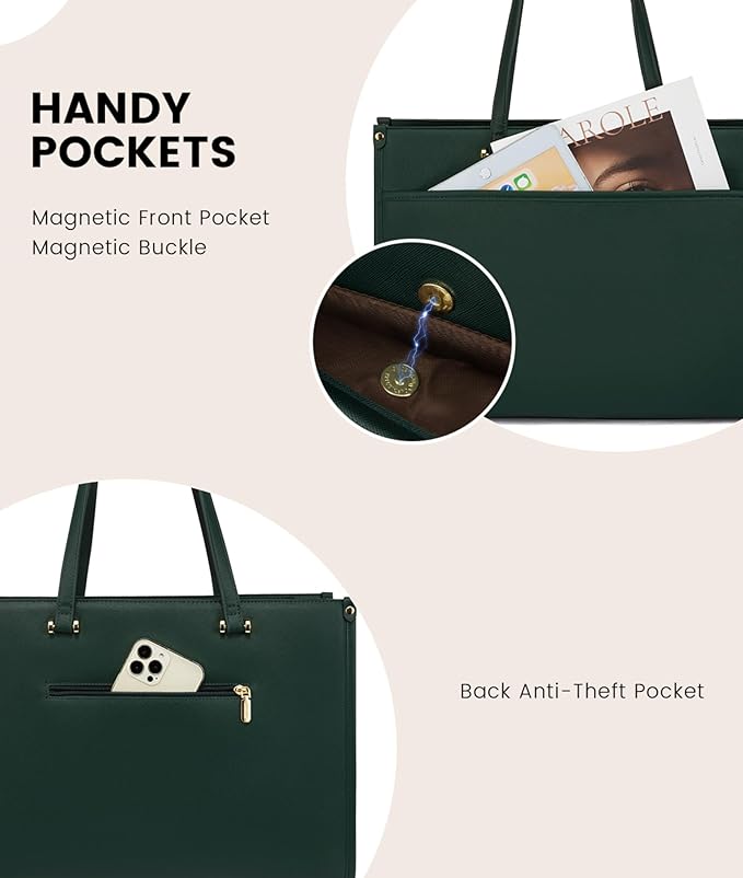 LOVEVOOK Laptop Bag for Women, 15.6 inch Laptop Tote Bag 2-in-1 Professional Work Bag Business Briefcase with Clutch Purse, Waterproof Leather Computer Handbag for Teacher Office Travel