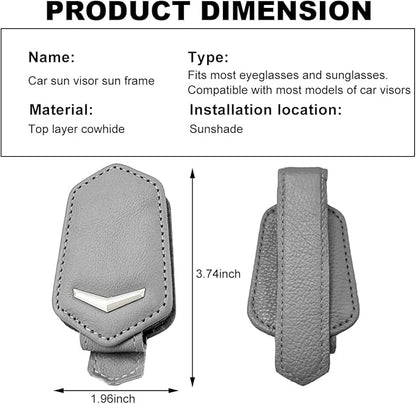 KVAEY Sunglasses Holders for Car Sun Visor, Magnetic Auto Visor Eyeglasses Holder Ticket Card Clip, Multifunctional Leather Sun Visor Glasses Hanger Mount Clip, Car Accessories (Gray)