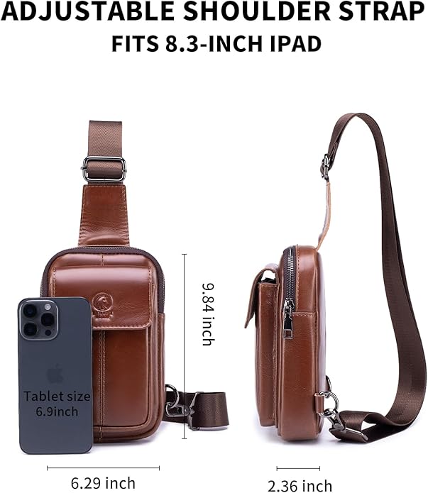 Rainbow Horse - Genuine Leather Mini Sling Bag, Small Chest Bag for Men, Suitable for Outdoor Travel and Daily Commuting