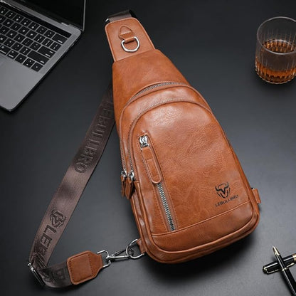 Crossbody Bags for Men Leather Sling Bags Mens Chest Bag Backpack Travel Hiking Fishing Outdoor Sports
