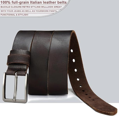 DOOPAI Men's Genuine Leather Casual Belt -Full Grain Leather Belt for Men- 1.5" Handmade Jeans Belt with Gift Box