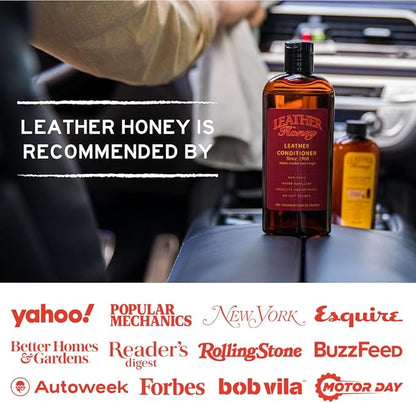 Leather Honey Complete Leather Care Kit: Cleaner, Conditioner, 2 Cloths. Non-Toxic Leather Care Made in the USA Since 1968. Restore Couches, Car Seats & Interior, Jackets, Shoes & Bags. for Any Color