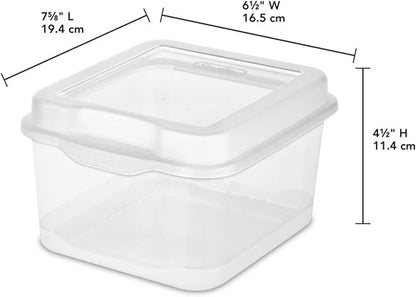Sterilite 12-Pack FlipTop Stackable Square Small Storage Bin with Hinging Lid, Clear
