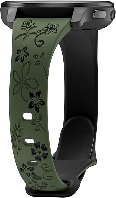 Laband 18mm Floral Engraved Band Compatible With Garmin Venu 3S 41mm/Venu 2S/Vivoactive 4S/Vivomove 3S/Venu 4 41mm/Forerunner 255S/Forerunner 265S,Soft Slim Silicone Cute Embossed Flower Strap for Men
