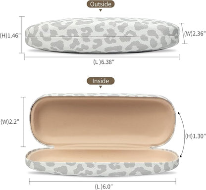 Glasses Case Hard Shell, Leather Protective Case for Sunglasses with Cleaning Cloth, Cute Eyeglass Cases for Women