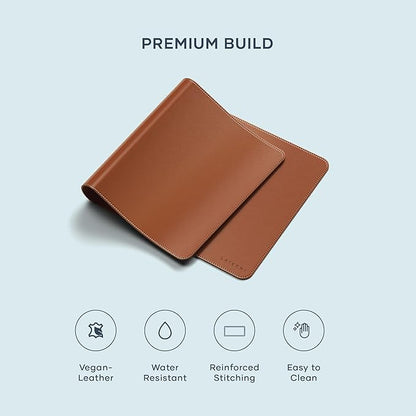 Satechi Vegan Leather Desk Mat, Large Mouse Pad Scratch and Water Resistant, Easy to Clean, Desk Pad for Office and Home, 26.8” x 12.4” x 0.1” - Brown