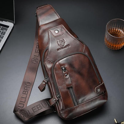 Sling Bag for Men Genuine Leather Chest Bag Crossbody Backpack Travel Hiking Outdoor Sport