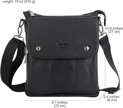 Genuine Leather Messenger Bag, Sling Bag Crossbody Shoulder Bags for Travel Work Business