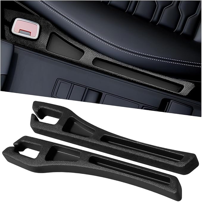 Car Seat Gap Filler, 2PCS Crevice Blocker Stopper Between Vehicle Seat Console, No Drop Automotive Fill Crevice Guard Interior Accessories, Universal for SUV Truck Sedan (Black)