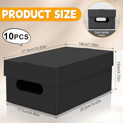 10PCS Photo Storage Box for 4"x6" Photos,10.83“ x 6.89“ x 4.7“ Picture Box Store and Protect Pictures,Documents Black