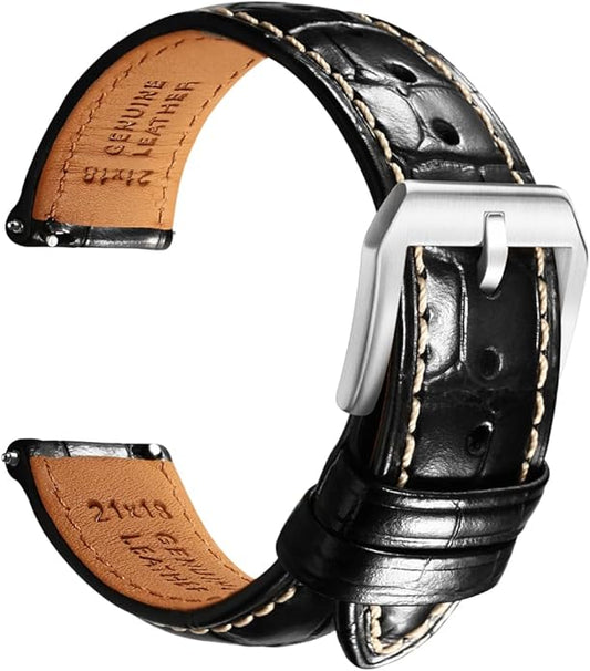 REZERO Leather Watch Bands for Men, Quick Release Watch Straps, Luxury Italian Alligator Grain Embossed Band Replacements 19mm 20mm 21mm 22mm